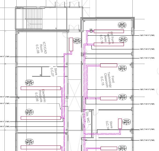 Panels in Pink red and pipes in pink