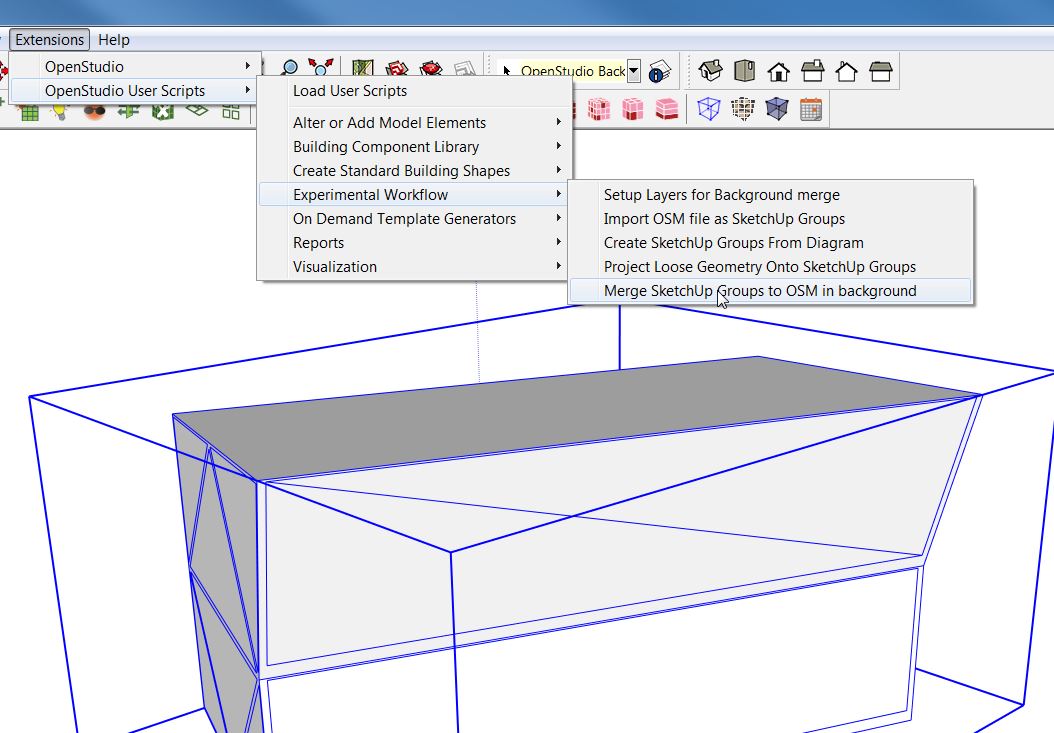 Merge Sketchup Group to OSM in background