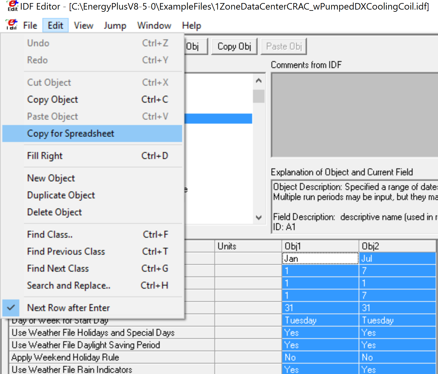 copy for spreadsheet IDF