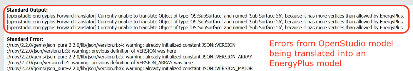 OpenStudio translation errors