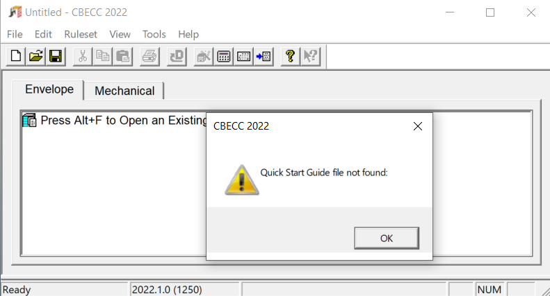 CBECC-22 Quick Start Guide error