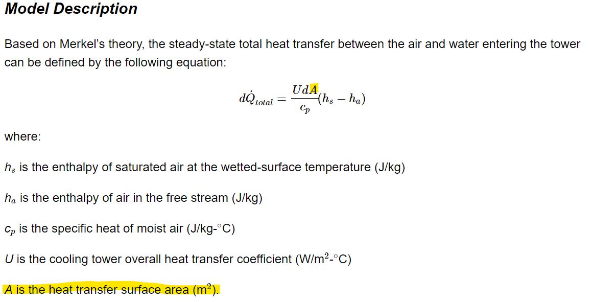 Cooling Tower Model Description